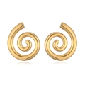 Minimalist gold-plated irregular spiral geometric stainless steel stud earrings on white - Spiral / Gold - Spiral Design