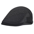 Unisex black beret hat with breathable mesh panels and side letter embroidery - Adjustable (54-62cm) / Breathable Mesh Style / Dark Gray