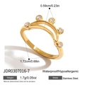 Ring in Kronenform aus 18K vergoldetem Edelstahl mit klaren runden Zirkonia-Steinen - US 7 / Goldene Krone Ring