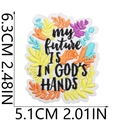 Vista macro del parche bordado con el texto My Future Is In God's Hands en detalle - Patrón MY FUTURE IS IN GOD'S HANDS (X3SJ-09-29) / 1 Pieza