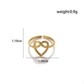 Gold adjustable stainless steel heart and infinity ring with matte finish - Heart Infinity Knot / Gold