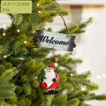 Resin Santa Claus ornament with Welcome sign and bell for Christmas tree hanging decoration - Round Santa Claus Welcome Sign with Bell