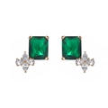 Elegantes pendientes rectangulares verde esmeralda con circonitas marquise en oro rosa - Estilo Floral Rectangular (F)