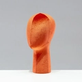 Orange velvet female head mannequin stand for wig, hat and scarf display - Deep Orange Velvet
