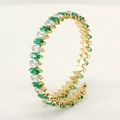 Adjustable 18K gold plated stainless steel bangle with green and white marquise stones - Clear and Green
