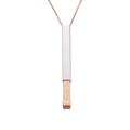 Collana con pendente a barra rettangolare minimalista in acciaio bicolore oro rosa - Cornice Esterna Argento con Nucleo Interno in Oro Rosa Stile a Incastro (MP559+MP558)