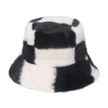 Bob en fausse fourrure pour femme avec motif à damier noir et blanc pour l'hiver - Damiers Noir Blanc (F)