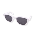 Classic white frame pet sunglasses with dark lenses and silver rivet accents - White Square Frame