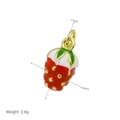 Dettaglio pendente fragola smaltato, altezza 17 mm e peso 2,9 g, vista macro - Stile E (Solo ciondolo)