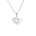 Collana in acciaio inossidabile argento con pendente a doppio cuore e cristalli bianchi - Cuore Congiunto - Colore Acciaio