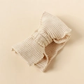 Beige knitted double-layer oversized bow baby headband with elastic stretchy fabric - Apricot