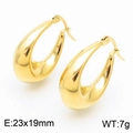 Detailed view of gold U-shaped hollow earrings showing 23x19mm size and 7g weight - F-Style Semi-circular Hollow Earrings / Gold