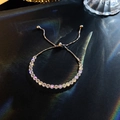Sparkling silver adjustable crystal bracelet for women with elegant sliding drawstring clasp - S175 Silver