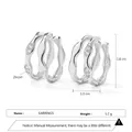 Silver zircon hoop earrings with a French wave design and elegant polished finish - Multi-Row Pavé Earrings - Silver (EP5616)