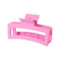 Macro shot of 13cm matte pink rectangular hair claw clip with hollow design - #8 Rose Red - 13cm / Bulk (No Packaging)