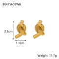 Details von goldfarbenen Knotenknoten-Ohrringen mit Maßen 2,1x1,1 cm und Gewichtsangabe - Knotenform-Stil (BE47560BW0)