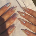 Amandelvormige kunstnagels in champagne goud met iriserende metallic aurora glans - Aurora Iriserende Stijl (Y-236)-Lijmtype