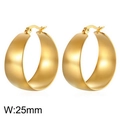 Hochwertige goldene Vintage-Creolen aus Edelstahl mit einer Breite von genau 25 mm - 25mm (KE112500-WGMW)