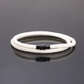 Detail of white double-layered braided rope bracelet with black magnetic clasp - Off White