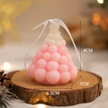 Pink gradient Christmas tree scented candle on wood slice, height 8cm, festive decor - Small / Pink