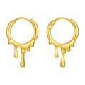 Macro detail of golden lava drop liquid metal texture on stainless steel earrings - Molten Liquid Gold