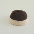 Kids knitted docker cap with bicolor coffee and cream design and C-letter embroidery - 50-52cm (2-4 Years) / Plain Patchwork / Brown