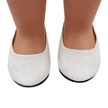 Glitzernde weiße Puppenschuhe mit runder Kappe für 18-Zoll amerikanische Puppen - Weiß