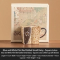 Retro hand-painted daisy pattern square espresso cup with matching gift box - Blue & White Flint Red Hand-painted Gold Daisy - Single Cup (Gift Box)