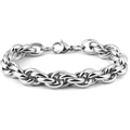 Silver stainless steel Cuban link chain necklace with a lobster clasp for men - 7mm Width Stainless Steel Lobster Clasp / 18cm Bracelet