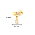 Titanium gold heart and pear crystal stud earring measuring 0.96cm by 0.61cm - Heart Water Drop Style (T2557-3#Gold) / Gold