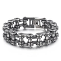 Rugged 18mm motorcycle bike chain bracelet for men in vintage silver stainless steel finish - Vintage Silver Black (KB68855-BD) / 20.5CM