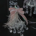 Mini crystal chandelier ornament featuring a pink velvet bow for Christmas tree decoration - Smoky Pink Set