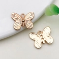Pair of KC gold butterfly charms with detailed wing texture for DIY jewelry making - 1 Piece/Pack (18x14mm)