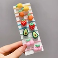 Set of 12 cute cartoon fruit and vegetable hair ties on a display card for girls - Glossy Fruit 10Pcs Set