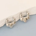 Modern irregular geometric silver stainless steel earrings with liquid metal design - Silver Style K7-46