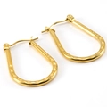 Gouden 18K vergulde U-vormige titanium stalen oorringen met een gehamerde textuur afwerking - Goud (19*27mm)
