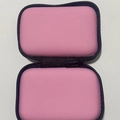 Pink EVA mini hardshell case with black zipper for earphone and cable storage - Large / Pink