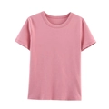 Classic pink short sleeve crew neck T-shirt for women in a soft cotton knit fabric - XS / Pink