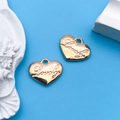Golden heart-shaped charms with Lovely engraving for DIY bracelets or necklaces - 1pc KC Gold Heart Shape Lovely 13x10mm