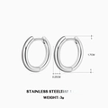 Minimalist silver stainless steel hoop earrings with a 1.7cm diameter for women - Steel