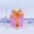Pink miniature resin Christmas gift box with gold bow, glow-in-the-dark DIY ornament - Rose Red