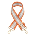 Adjustable wide replacement shoulder strap with orange and silver stripes and gold metal hardware - Silver Clasp / Orange