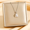 Elegant silver necklace with white pearlescent bear pendant on luxury gift box - Silver Bear (8548)