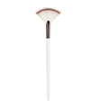 Fan-shaped highlighter brush with white brown bristles and rose gold ferrule - Small Fan Brush White Gold
