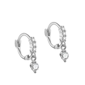 S925 sterling silver geometric hoop earrings with sparkling cubic zirconia charms - ERH153 Platinum Plated