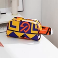 Large capacity geometric vanity bag with colorful abstract patterns and double zippers - Western Style 3 (Ethnic Print)
