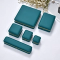 Deep teal jewelry gift box set with elegant gold metal trim for rings and necklaces - Teal