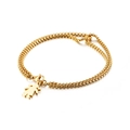Golden double-layer stainless steel bracelet featuring box chain and girl pendant - Gold Girl Style (KB130346-Z)