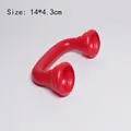 Detailed size view of red plastic U-shaped handset component measuring 14 by 4.3 cm - Red