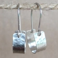 Gypsy style silver earrings with hammered texture and minimalist U-shaped geometric drops - Style C-U Shaped Hammered Silver Long Hook